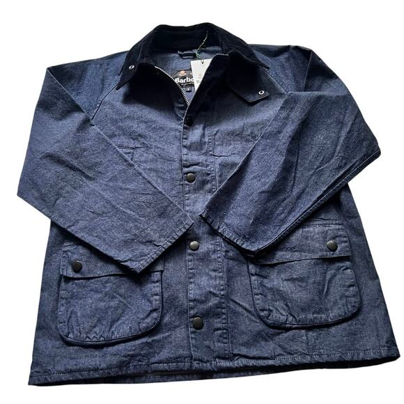 Barbour OS Bedale Casual Denim Jacket Indigo Corduroy Collar Oversized Mens S - Picture 3 of 9